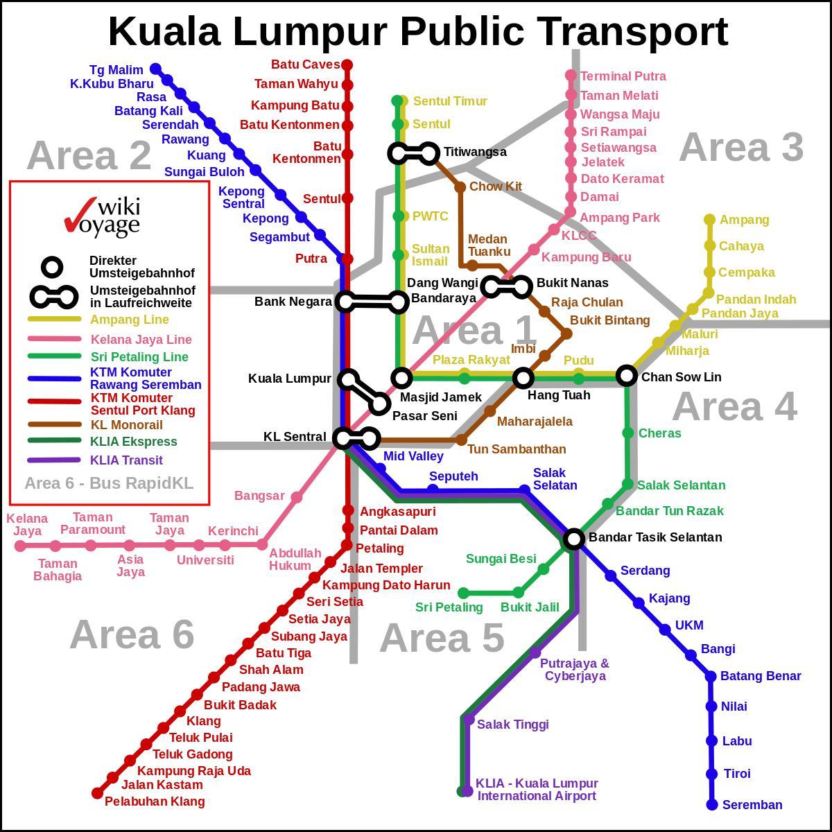 de transporte público o mapa de kuala lumpur