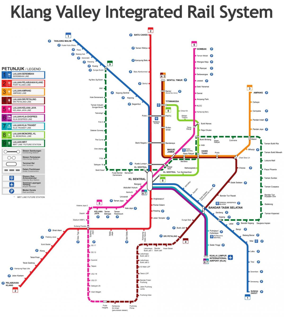 mapa de trem malásia