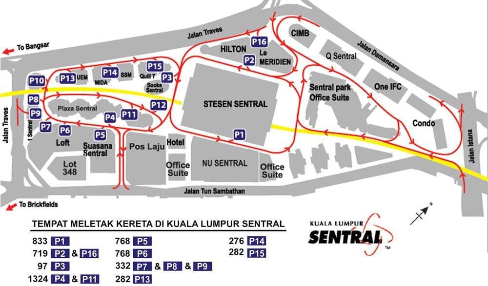 sentral estação de kuala lumpur mapa