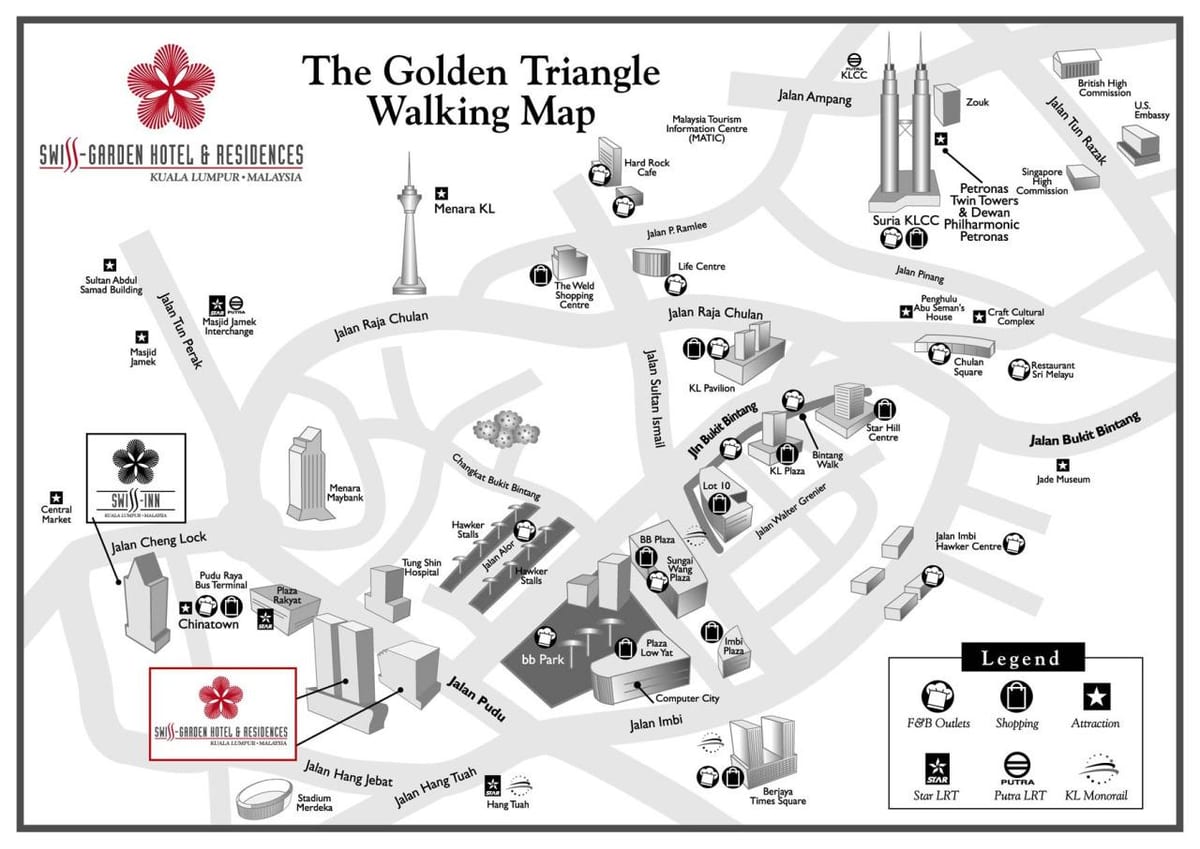 triângulo de ouro em kuala lumpur mapa