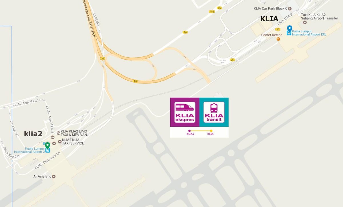 klia de trânsito o mapa de rota