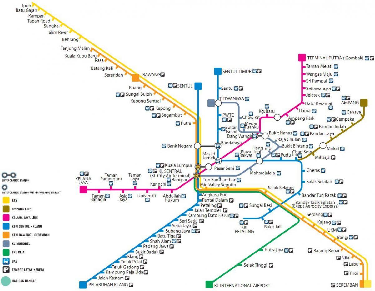 mapa de transporte público malásia