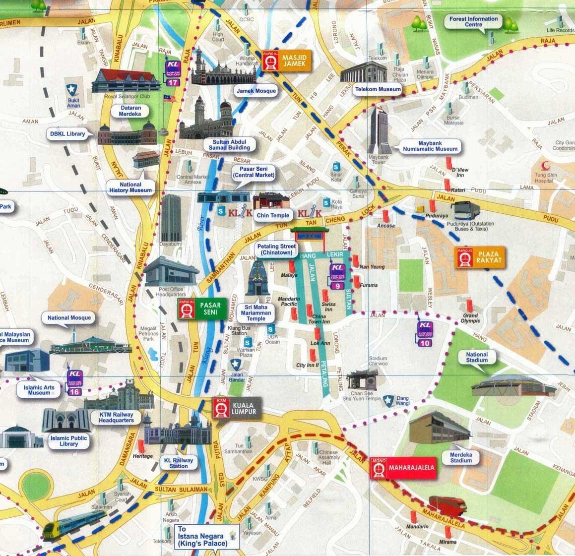 da cidade de kuala lumpur mapa turístico