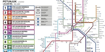 De transporte público o mapa de kuala lumpur