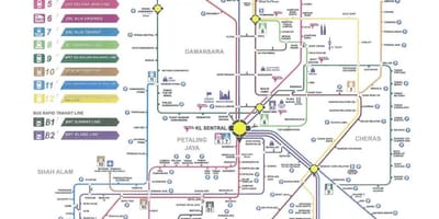 Kuala lumpur trânsito ferroviário mapa