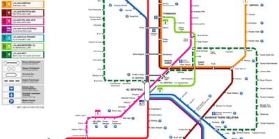 Malásia trem mapa de 2016
